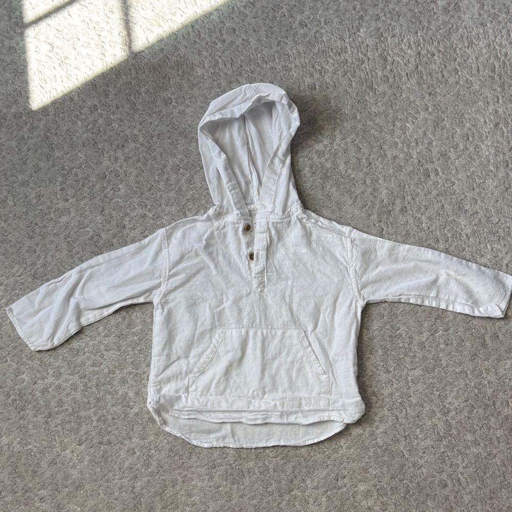 Zara Kids White Hooded linen shirt